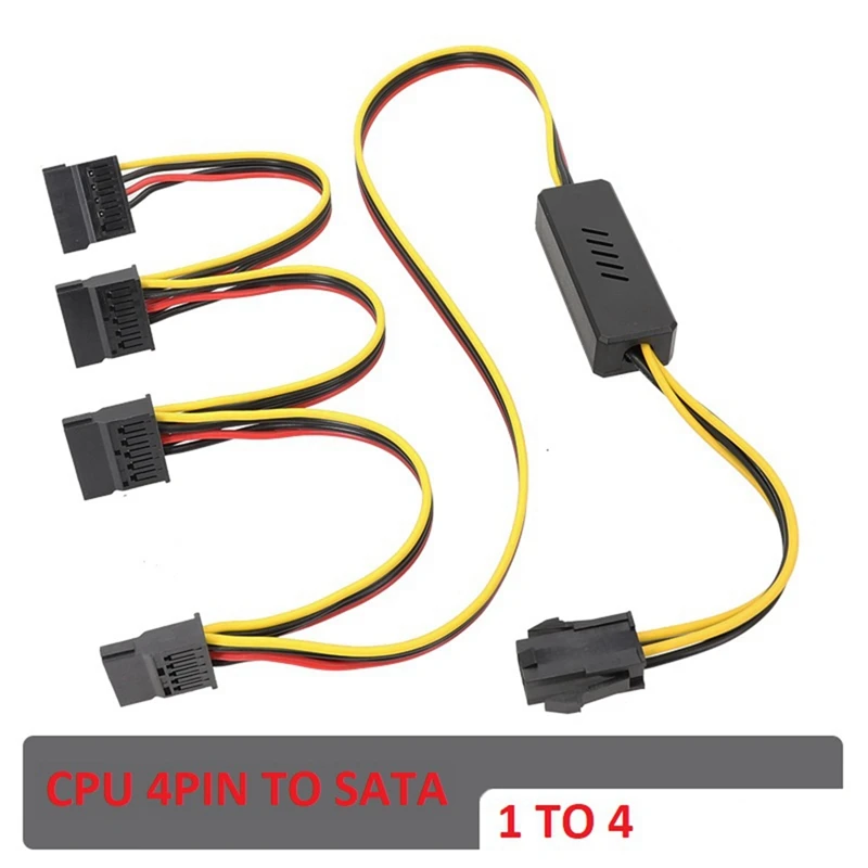 Motherboard CPU 4-Pin To Hard Drive Cable CPU 4PIN To SATA Hard Drive Power Supply Cable 12V To SATA Hard Drive Cable, Durable