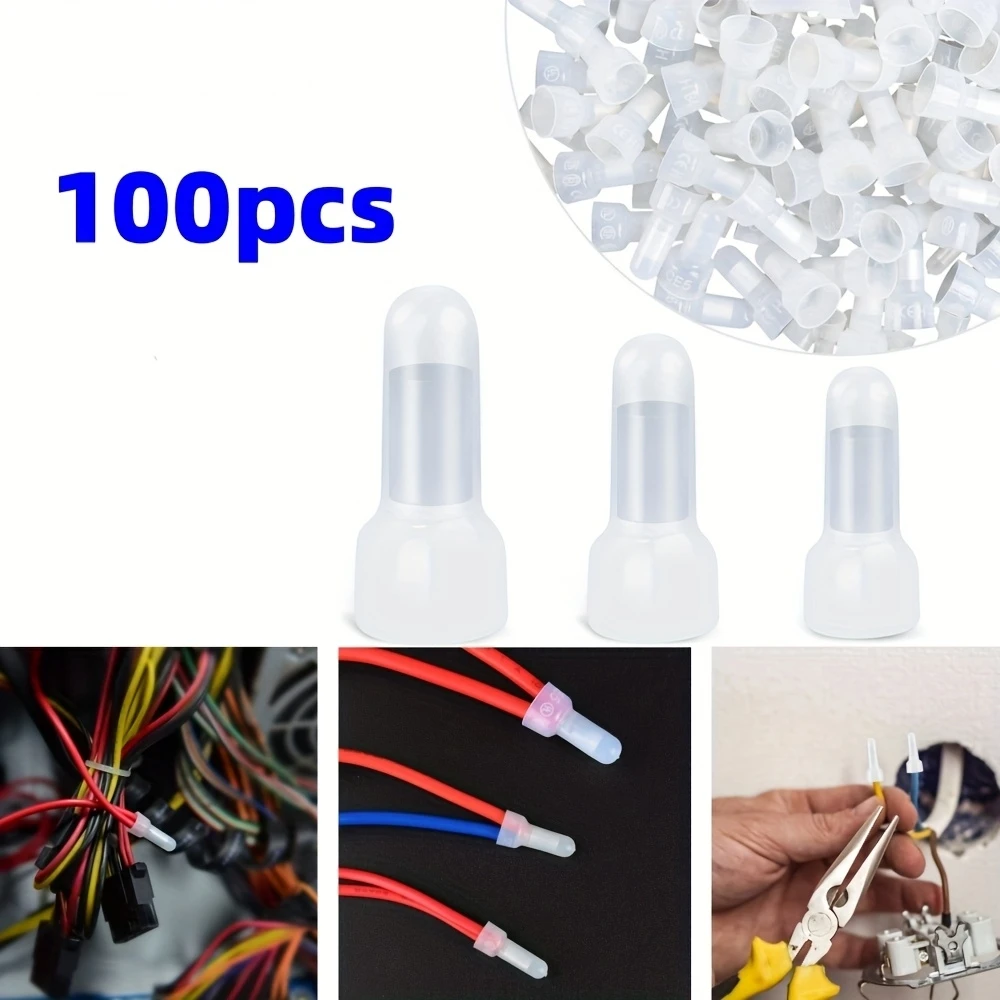 100pcs closed end crimping connectors 3 sizes Electrical Docking Terminals protective wire crimping cap wire connectors 3 sizes