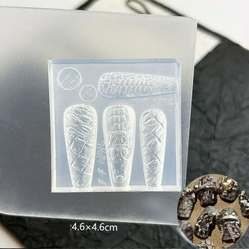 1 szt. Forma do paznokci z akrylu 3D w kształcie chmurki ze skóry krokodyla, forma do ręcznego grawerowania, dekoracje do paznokci, silikonowe ozdoby do paznokci