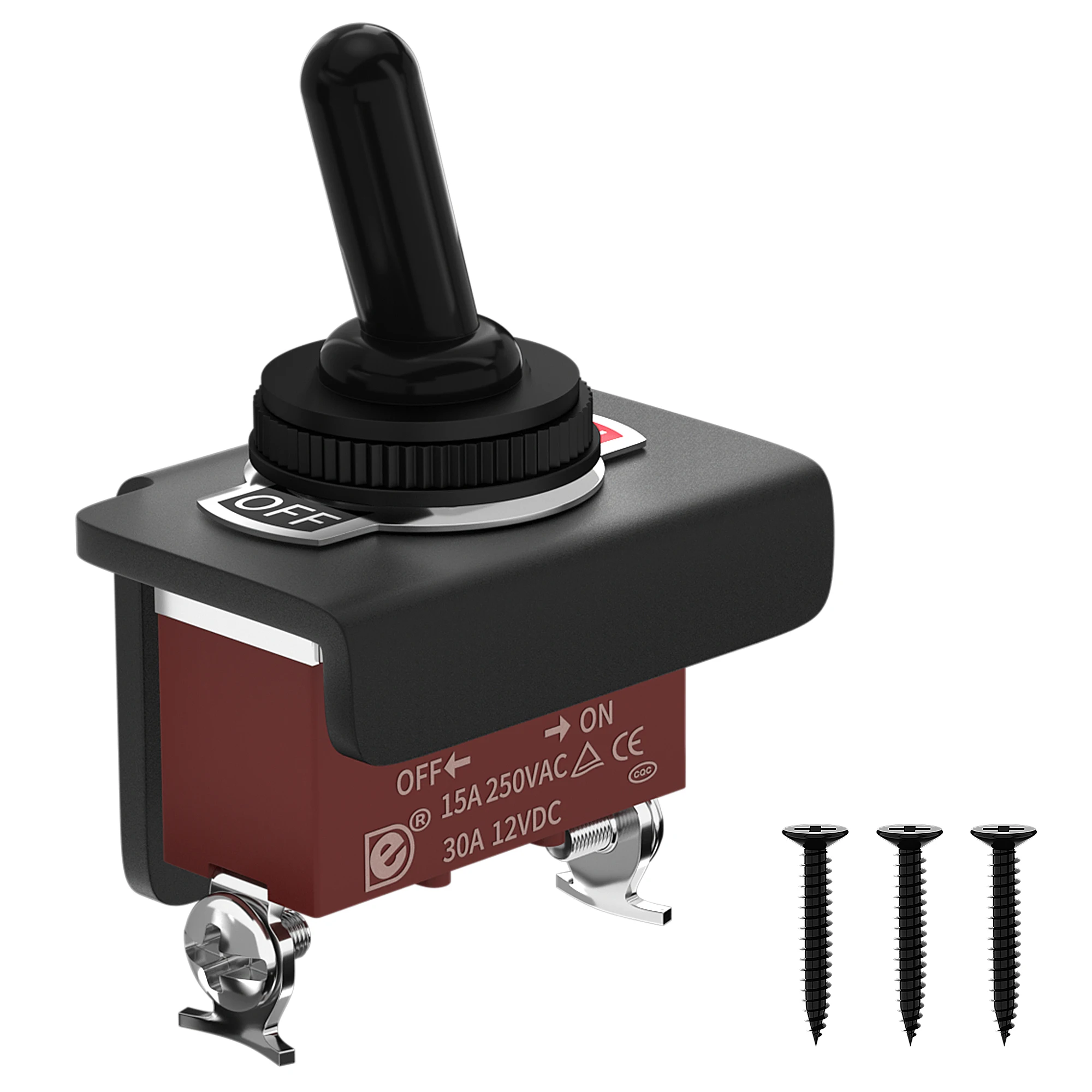 DaierTek Waterproof ON Off Toggle Switch 2 Position 12V with Mounting Bracket 30A SPST Toggle Switch Panel Mount for Marine Boat