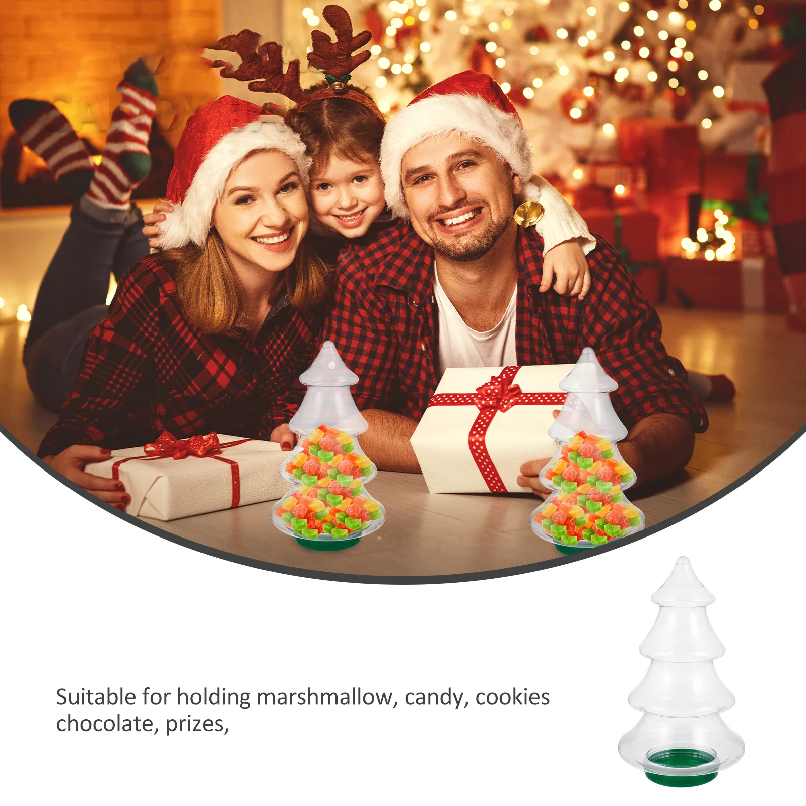 

1pc Christmas Tree Candy Jar Transparent Plastic Candy Storage Bottle For Party Favor Birthday Festival Treats Container