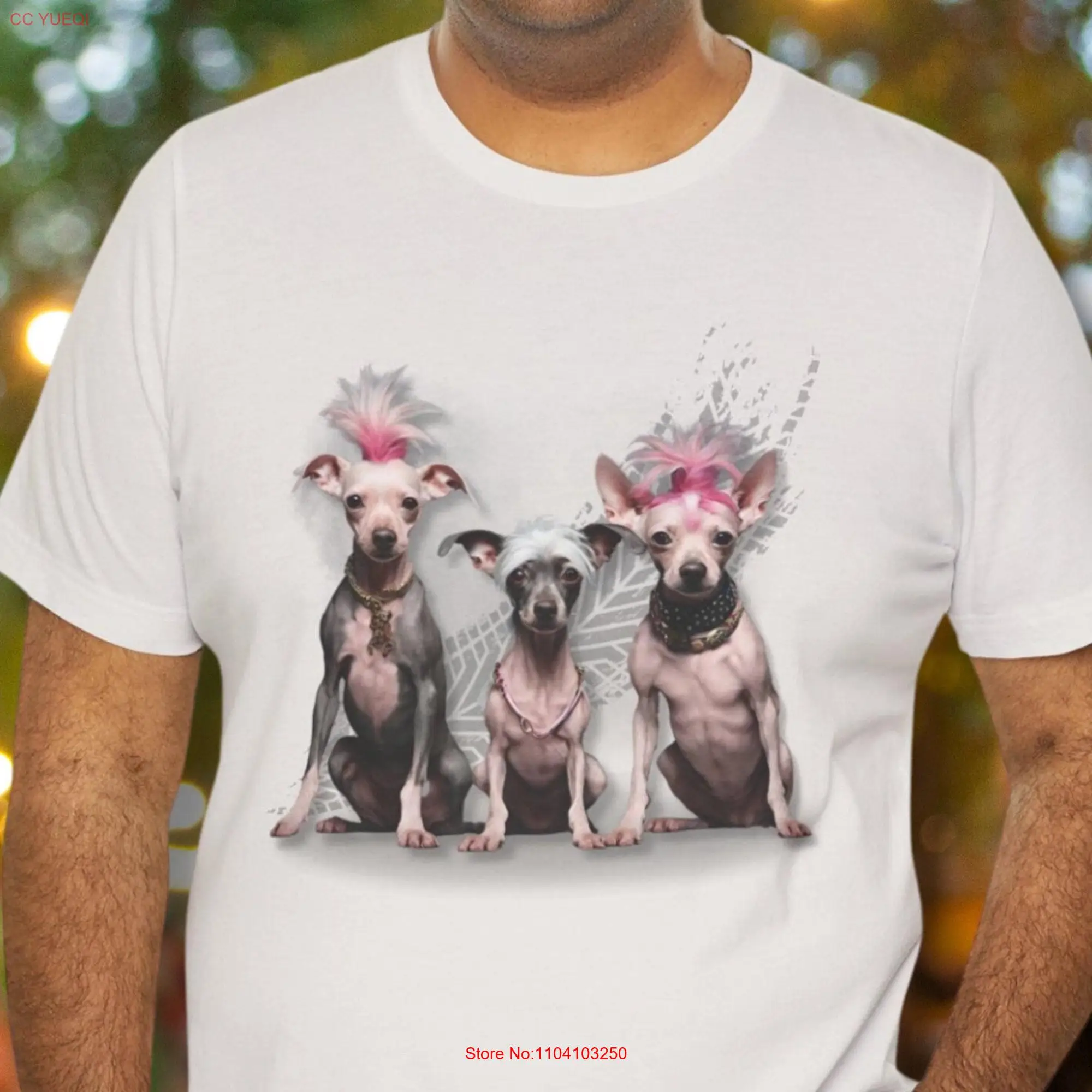 Hairless Dog T shirt Eco friendly Mexican Crested Pink Mohawk Punk Rock Canine Crew Collar Top Cool Summer Soft