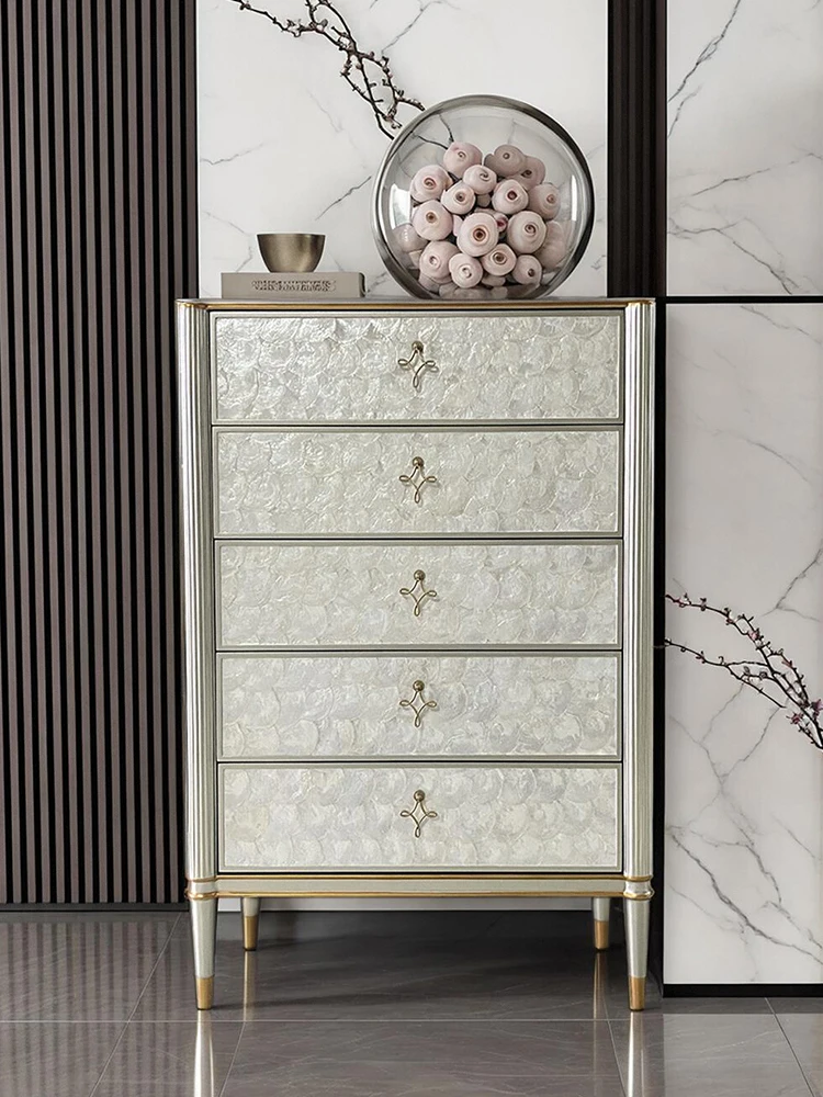 Solid wood shell chest of drawers Living room wall locker Bedroom storage cabinet