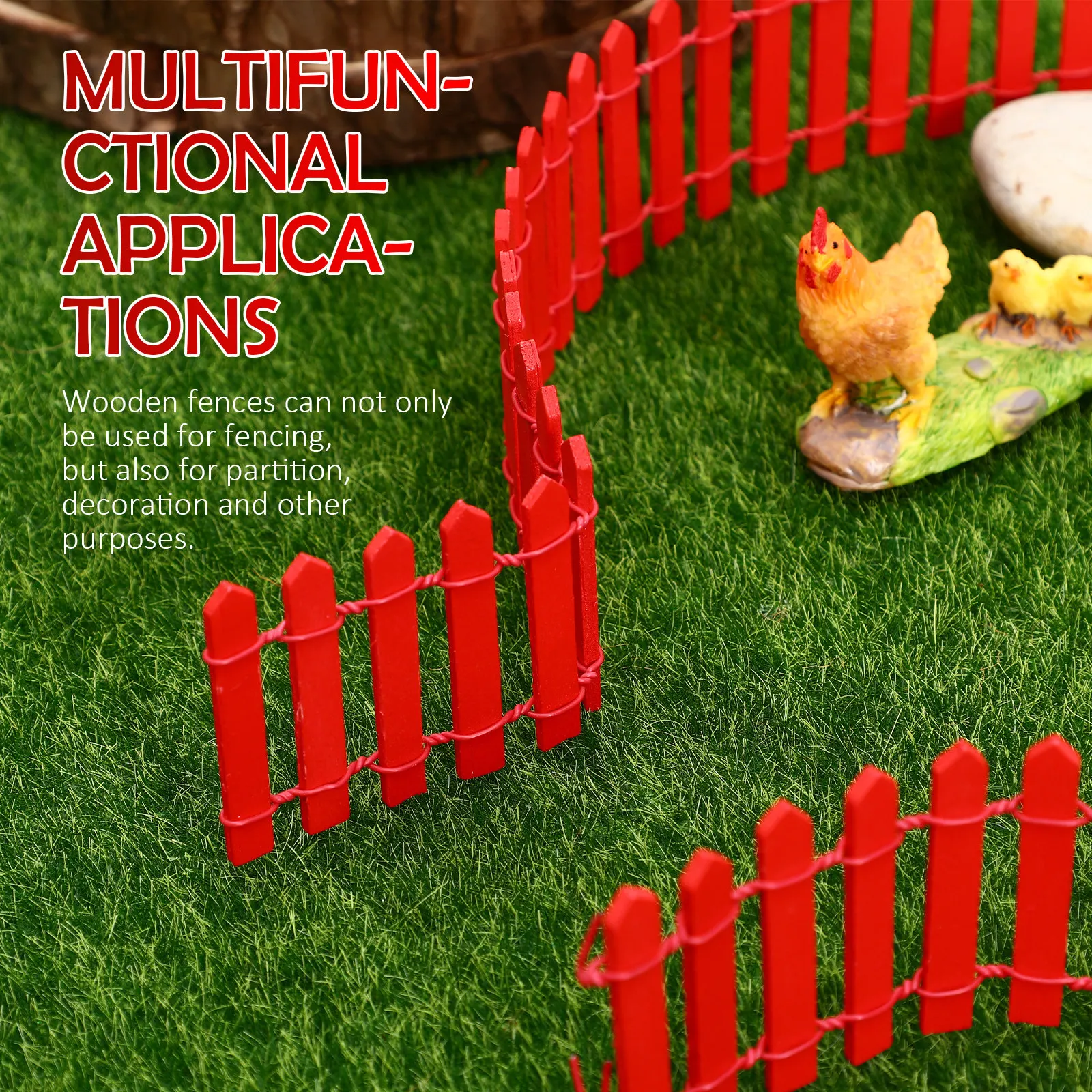Miniature Wood Fence Simulation Garden Ornament Decorative Picket Fence for Crafts Projects Dollhouse Garden Decor - view 6