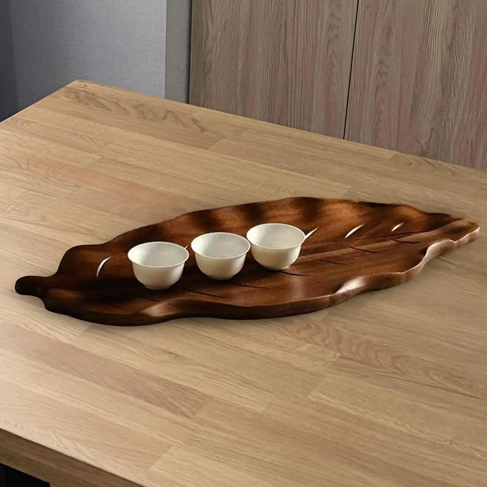 Wooden Leaf Serving Tray Snack Tray Decorative Tray Tea Tray for Breakfast Appetizer