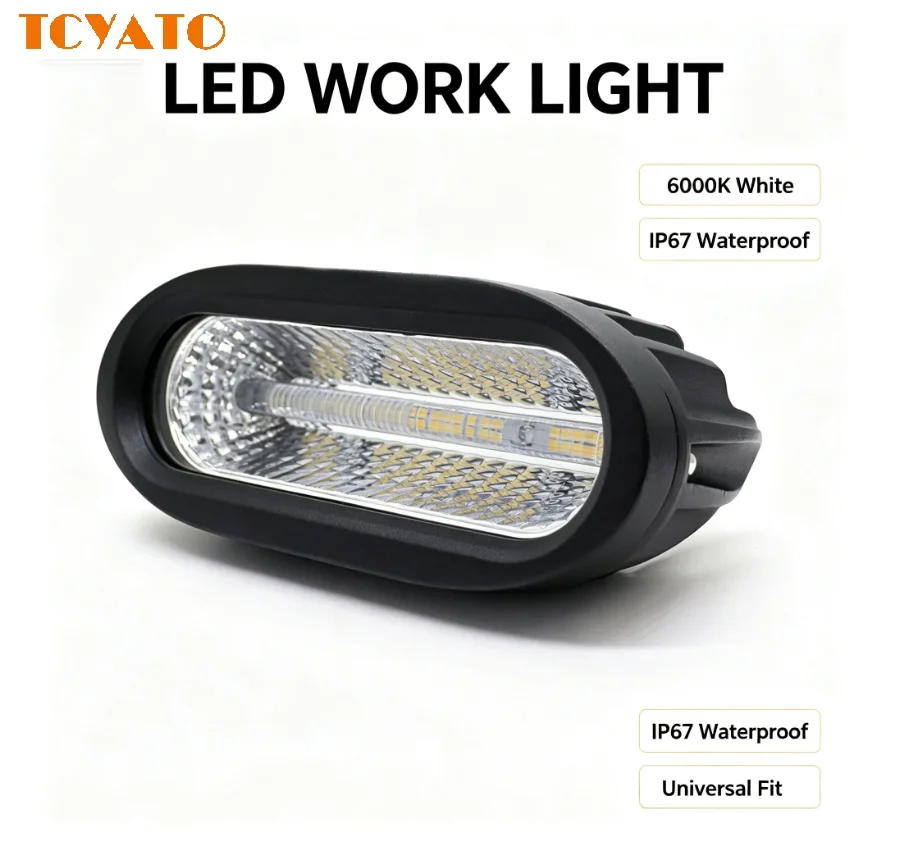 TCYATO Modified 6-inch Red and White Dual-color External Car Work Light on the Roof of an Off-road Vehicle
