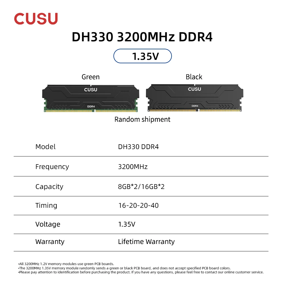 CUSU Ram DDR4 Memory 16GB ( 8GB x2) 32GB (16GBx2) DDR4 3200MHz