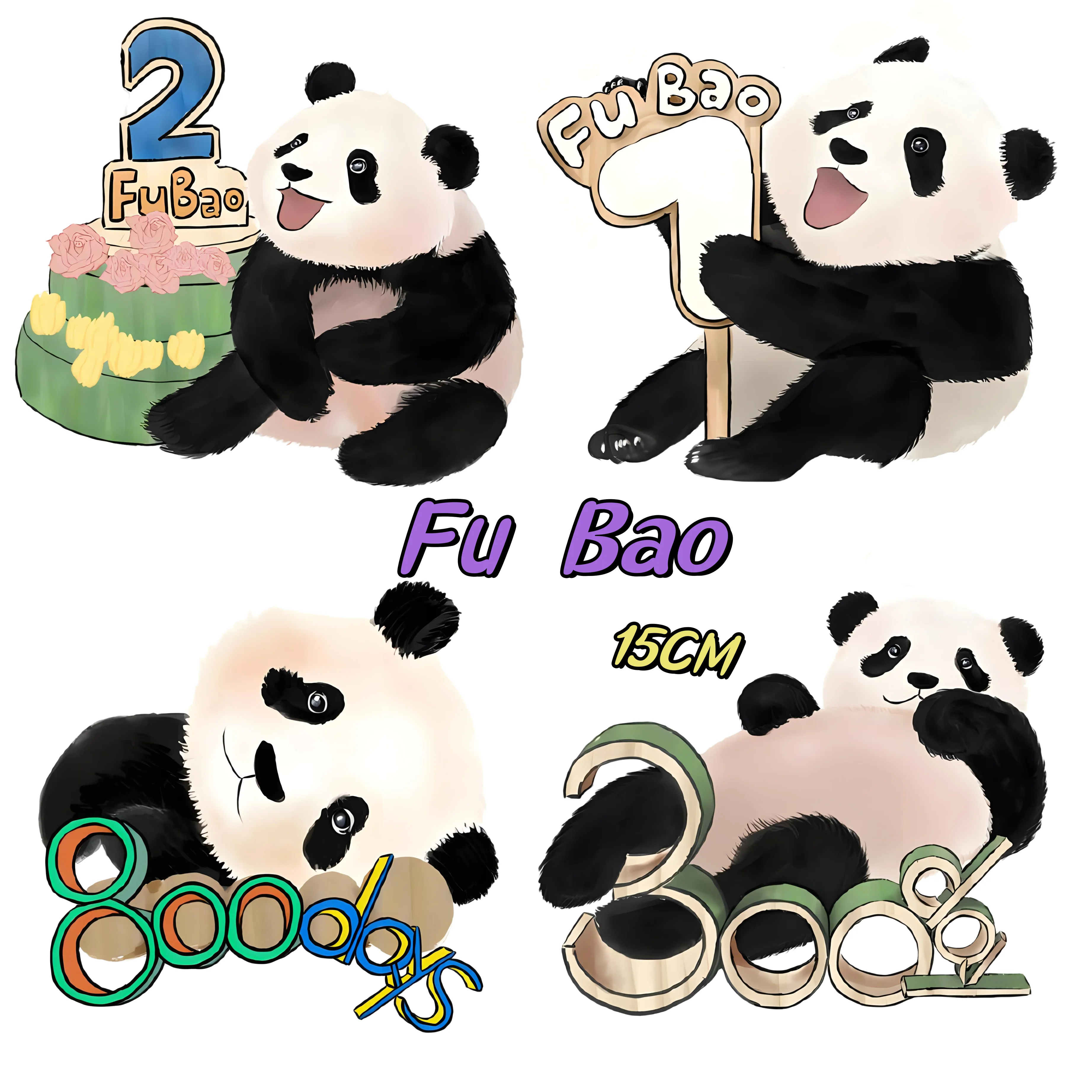 Cute Panda Acrylic Fubao Animals Earphone Schoolbag Acrylic Diy Accessories Korean Ins tabletop decoration 15CM