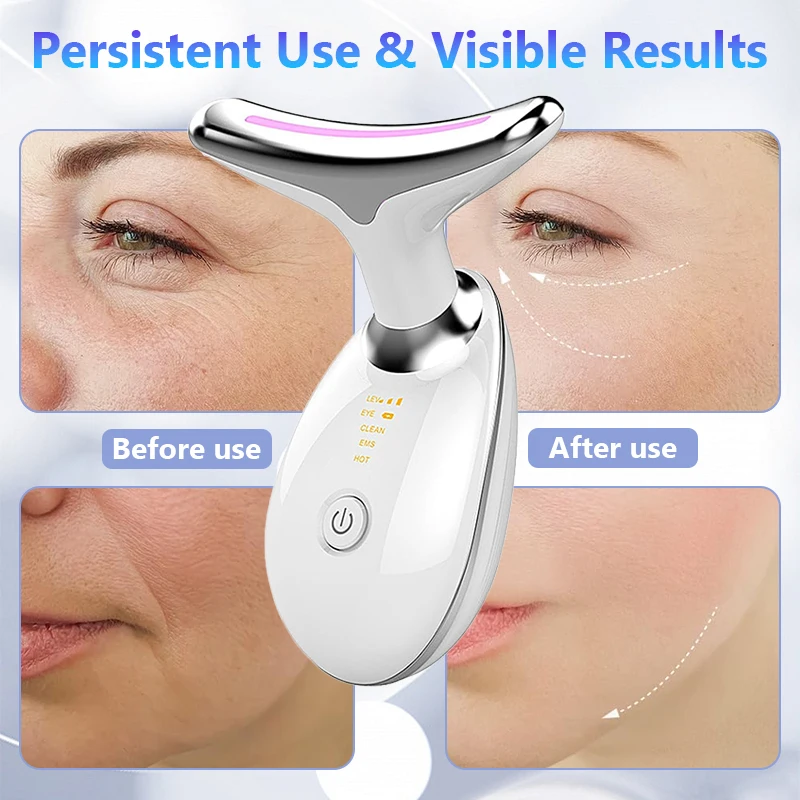 7 Color Neck Beauty Device Face Lifting Massager LED Photon Anti Wrinkle Double Chin Remover Skin Tightening Facial Beauty Care