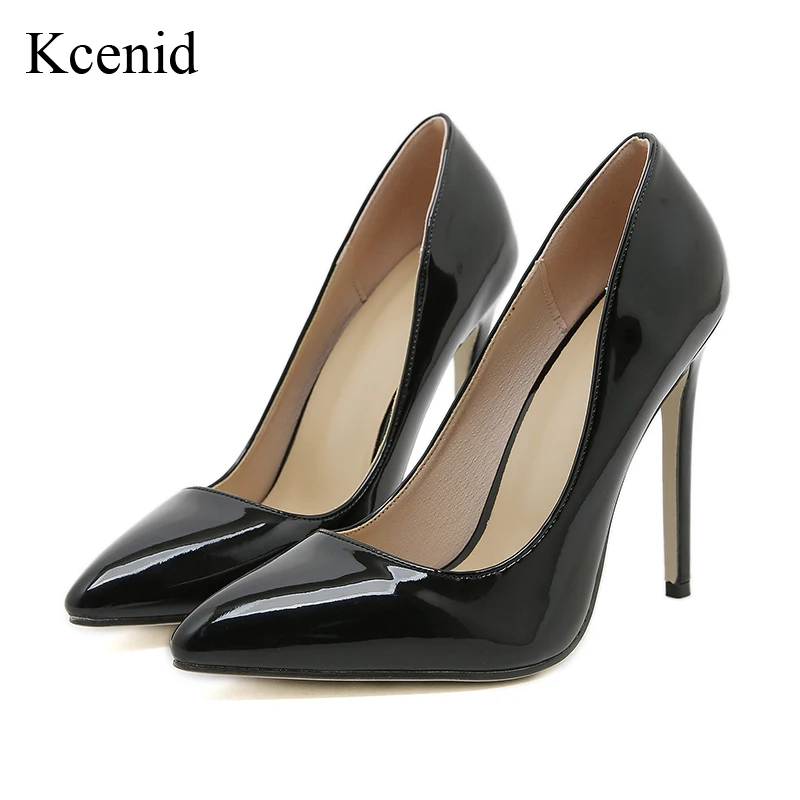 

Kcenid New Black Patent Leather Shoes Pointed Toe Slip On Women's High Heels Party Shoes Sexy Women's Dress Stilettos Pumps