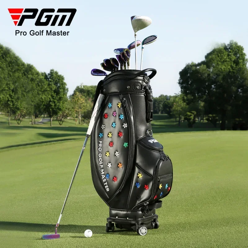 PGM Golf Women's Bag Expansion B ag Four Wheel Flat Push Air Cargo High end Embroidered Golf Bag