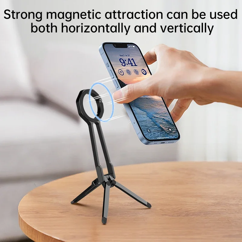 

Magnetic Phone Holder Mag-safe Tripod with Mountaineering buckle for Phone Vlog Foldable Desktop Phone Mount for Travel Home
