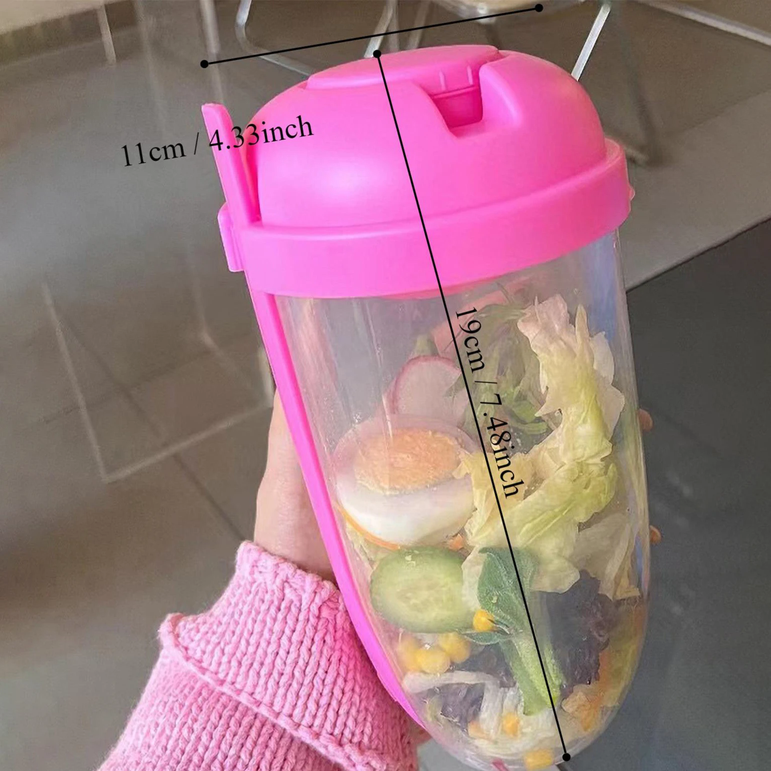 3In1 Portable Salad Cup Breakfast Salad Bowl Fork School Lunch Box Food Storage Bento Box Yogurt Oatmeal Cereal Milk Cup Fitness