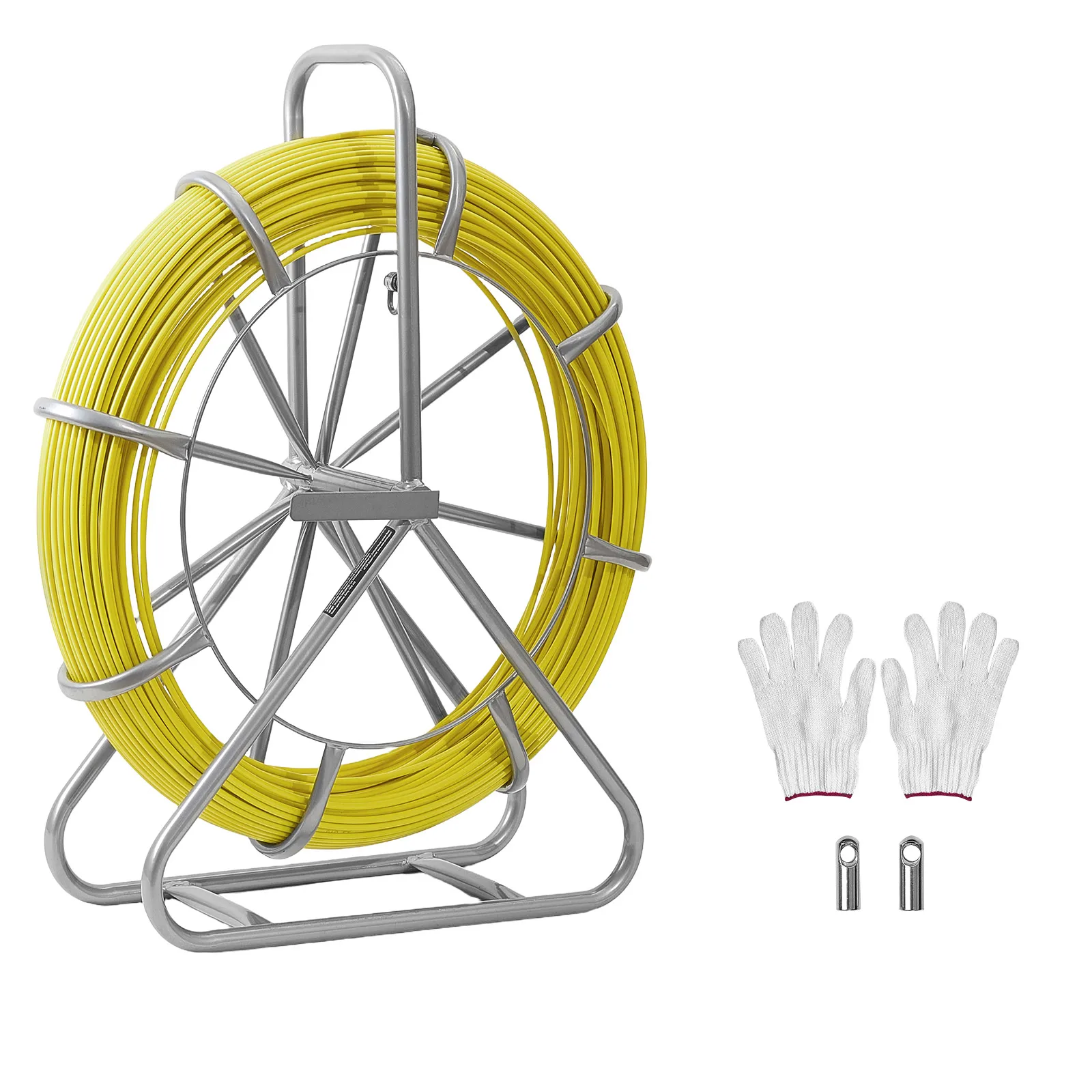 SucceBuy 328/500FT 6.3MM Fish Tape Fiberglass with Stand 1/4-Inch Cable Running Rod for Walls Electrical Conduit Non-Conductive