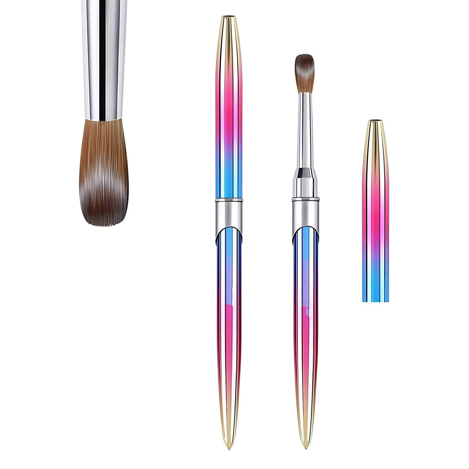 Acrylic Nail Brush With Cap Crystal Handle Liner Nail Art Gel Brush Nail Art Gel Brush Pen Nail Art Manicure Tools for UV Gel