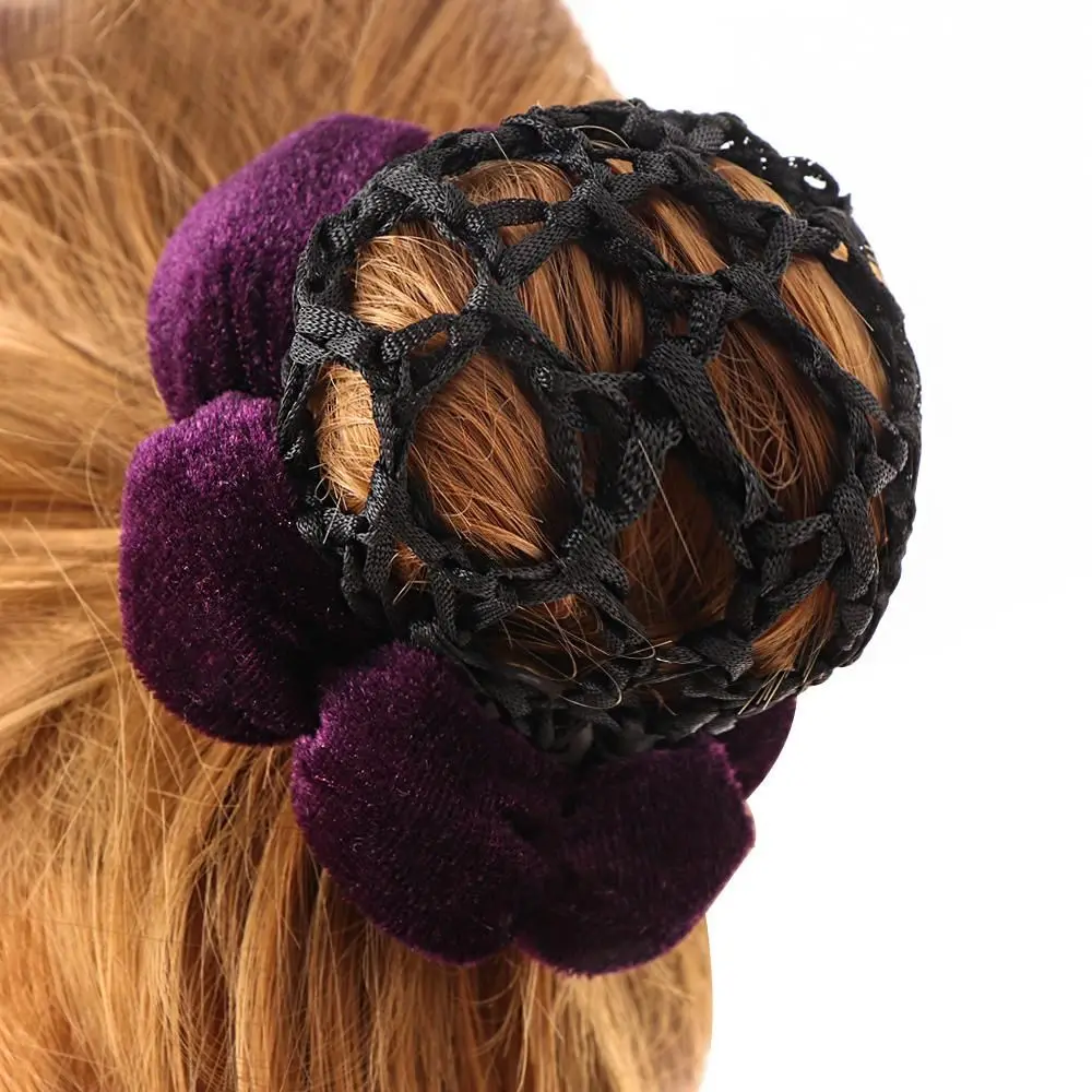 Crochet Snood Lace Velet Hair Ballet Dance Skating Snood Elastic Hair Net Bun Hair Styling Tool