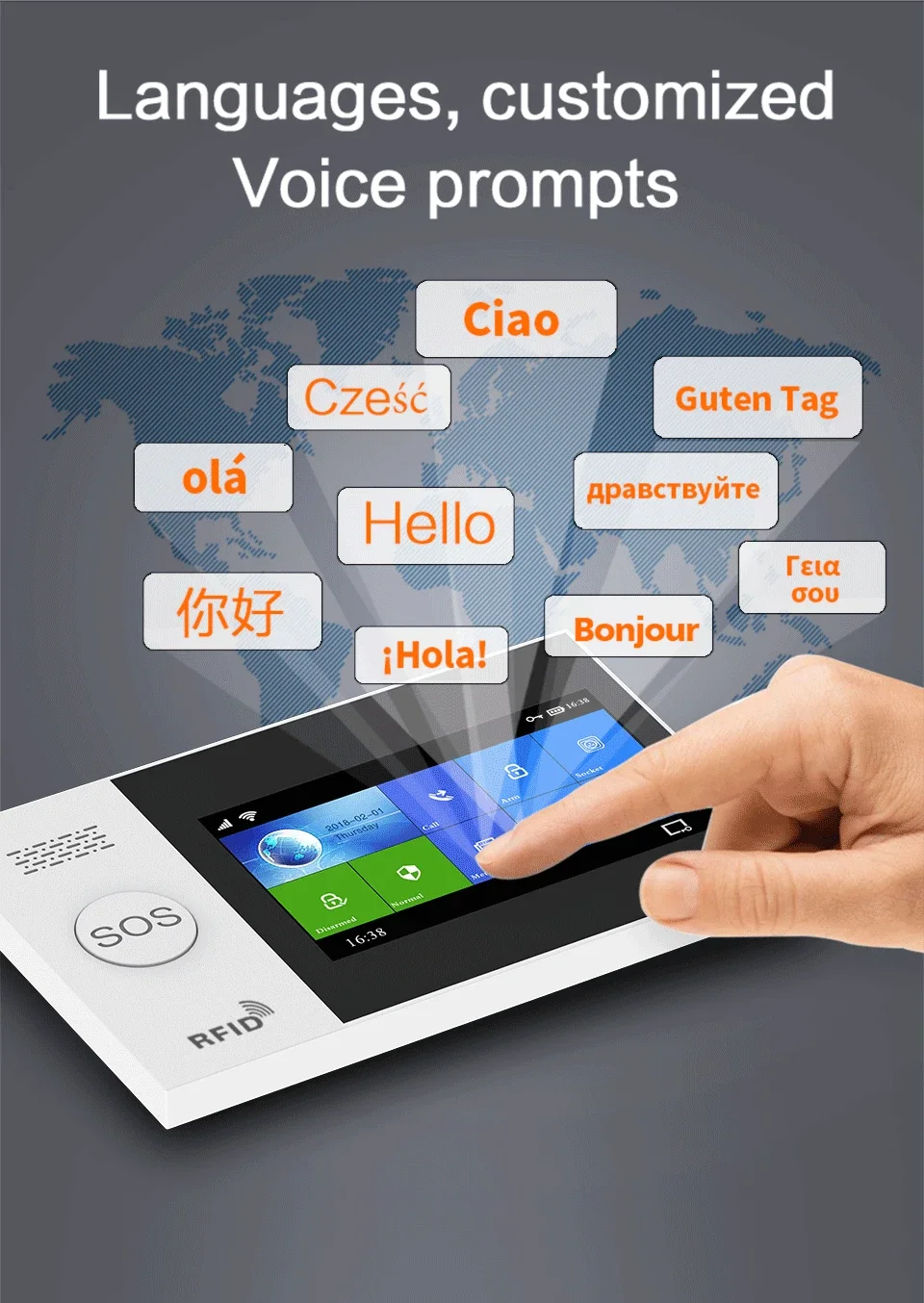 Imagem -02 - Pgst Pg107 Tuya Sistema de Alarme Tela de 43 Polegadas Wifi Gsm Gprs Anti-roubo com Sensor de Movimento Pir Fogo e Fumaça