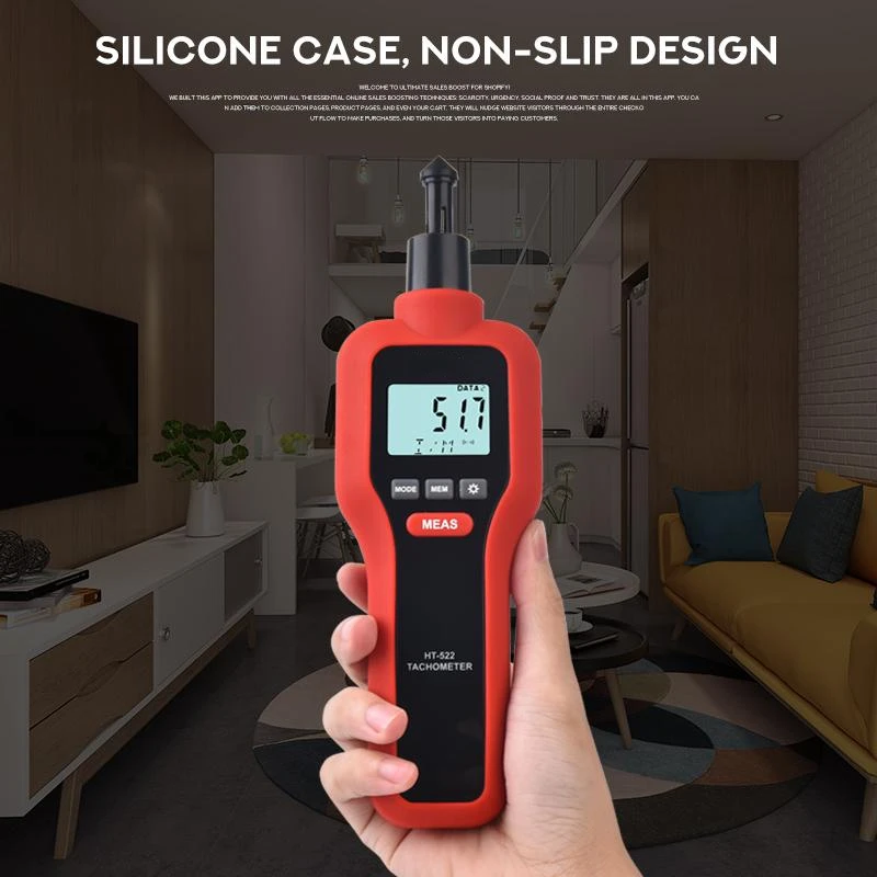 HT-522 Hand-held Digital Tachometer, Suitable for Automotive Laser Tachometer New LCD Display Handheld Tachometer Digital