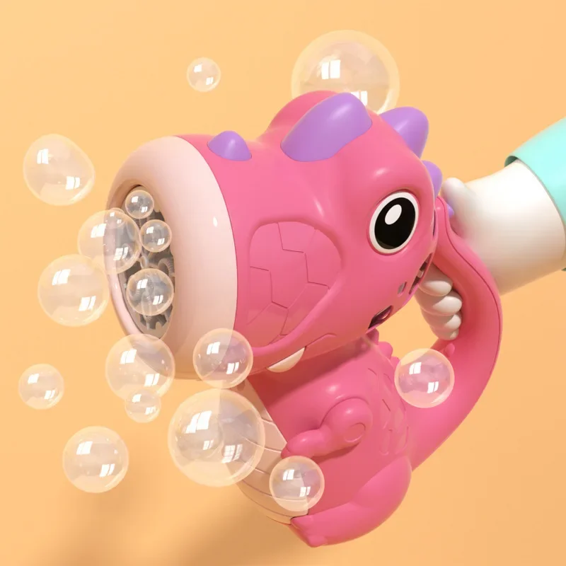 Máquina de bolhas de dinossauro com 8 buracos, soprador automático, brinquedo ao ar livre para crianças, fabricante de bolhas com música, parque de praia, lembranças para festa, presentes