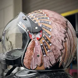 2022 New  Open Face 3/4 Motorcycle Helmet Retro Vintage Motorbike Helm Moto Bike Motocross Helmets