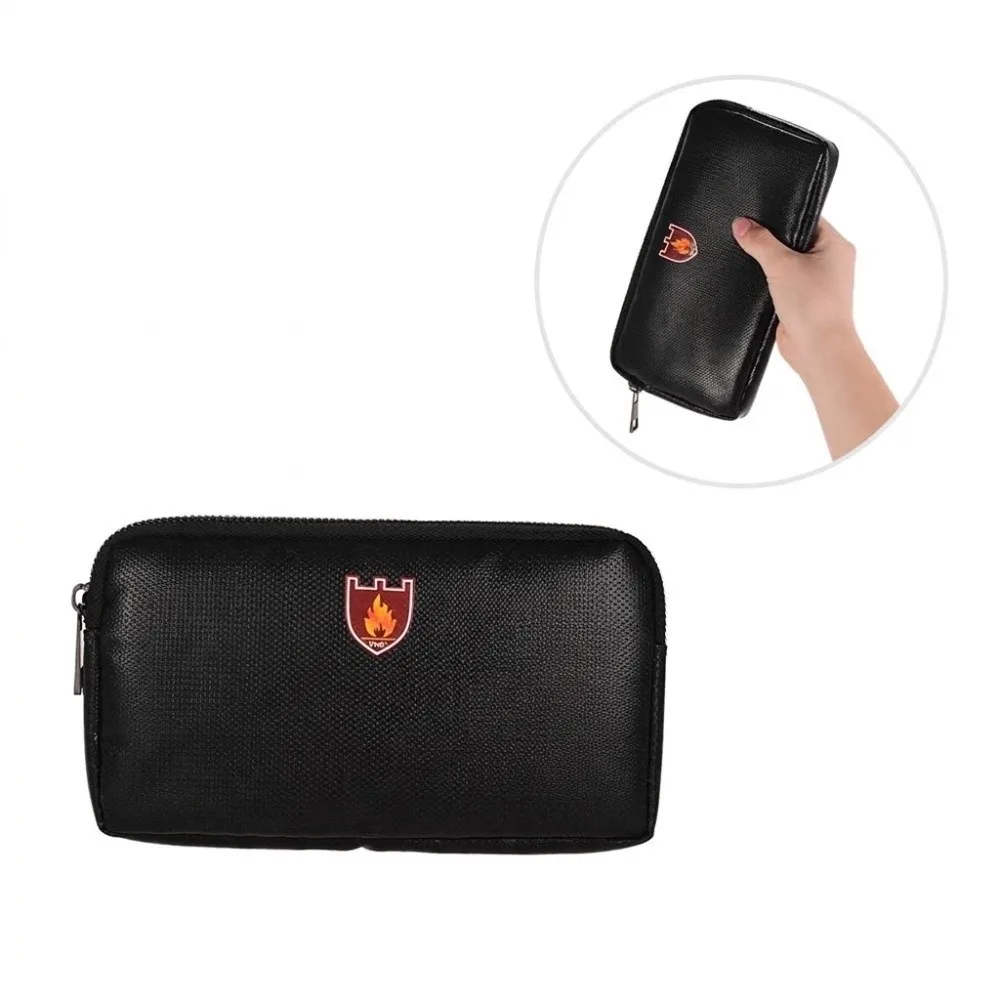 Sac de rangement ignifuge pour documents, revêtement en silicone, fermeture à glissière en fibre de verre ignifuge, léger et imperméable.