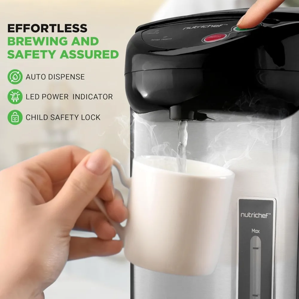 Bollitore elettrico, con opzioni di erogazione multiple, riscaldamento rapido, coperchio con chiusura di sicurezza per bambini, mantiene il calore per le ore
