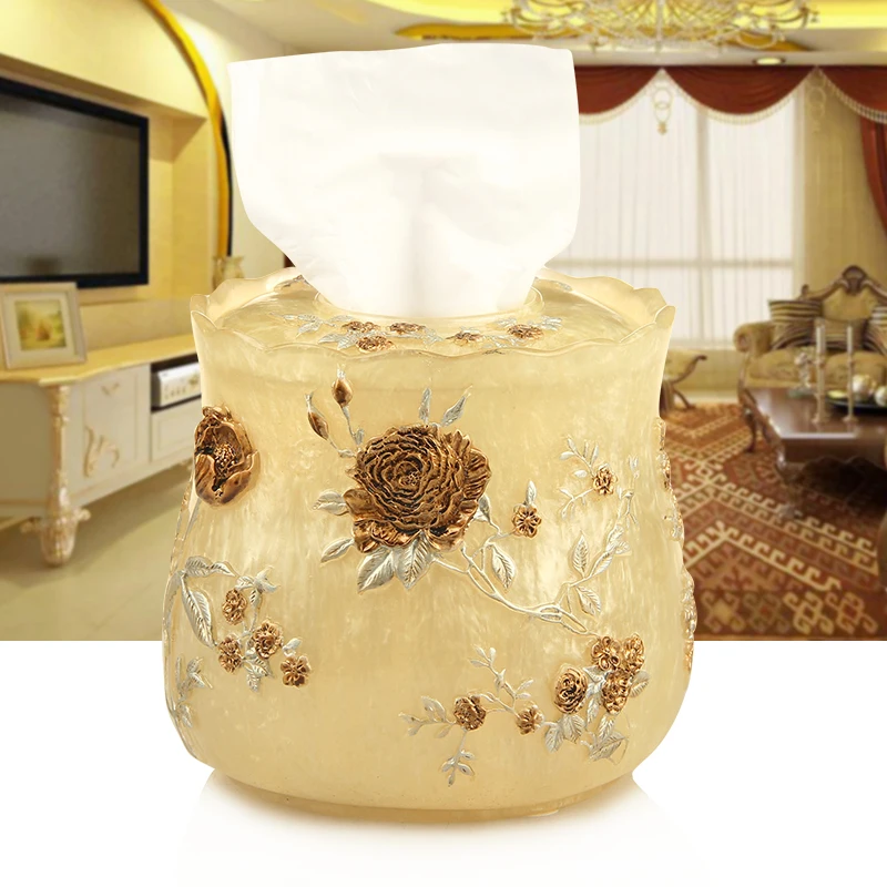 European Tissue Box Resin Napkin Holder Storage Organizer Living Room Toilet Bathroom Paper Drawe Wipe Case Decor Accessories