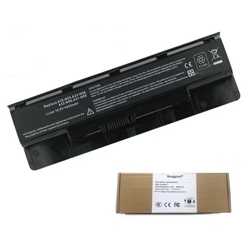 4400mAh A32-N56 A31-N56 A31-N55 A33-N56 Laptop Battery for ASUS ROG G56 N46 G56J N56 G56J N46V N46VM N56DY N56JN N76 R500N