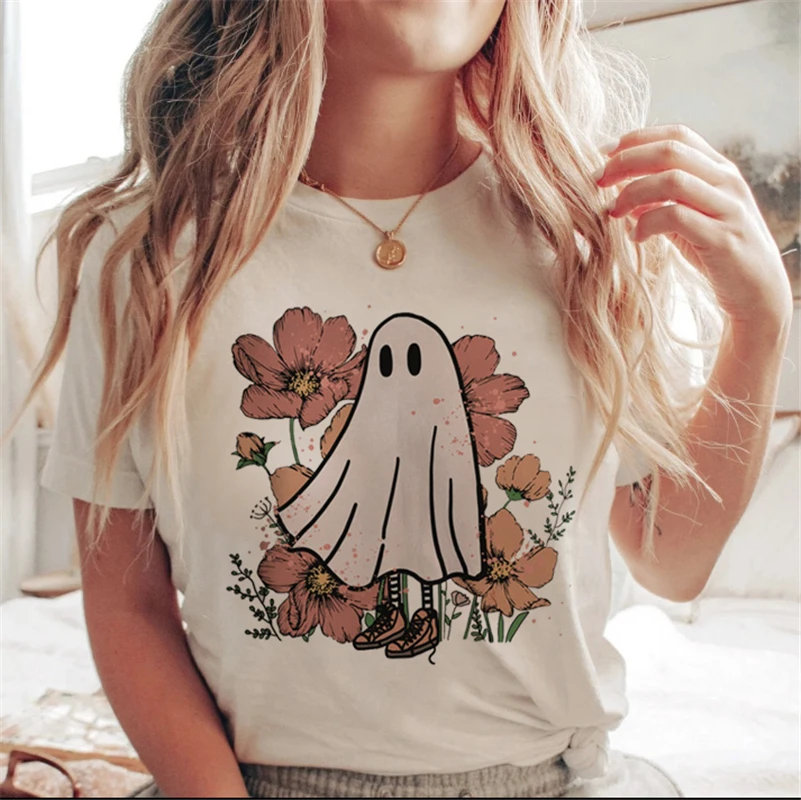 Fashion Statement T Shirts Halloween Ladies Fashion Casual 90s Printed Short Sleeve Shirts Women Clothes Harajuku O Neck T Shirt