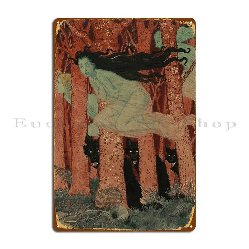 Tre Donne E Tre Lupi Eug % C3 % A8Ne Grasset Metal Sign Poster Club Bar Targhe Garage Targhe Design Tin Sign Poster