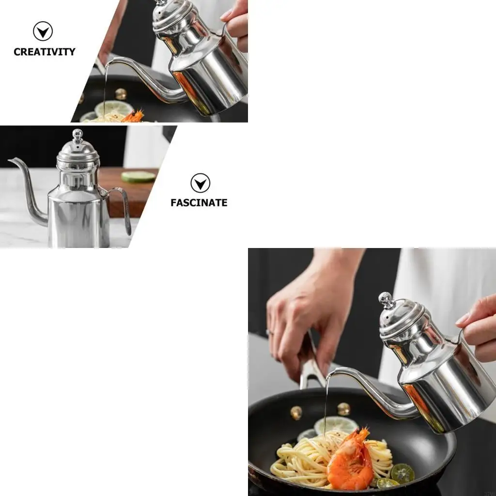 37ME Cooking Oil Dispenser with Long Spout For Sauce Vinegar Stainless Steels Condiment Bottle Kitchen Accessories