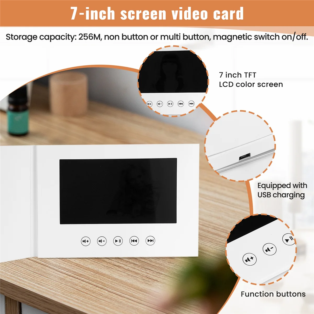 بطاقات كتيب فيديو جديدة مقاس 7 بوصة للعروض التقديمية ومشغل الإعلانات الرقمية وشاشة تحية فيديو مقاس 7 بوصة