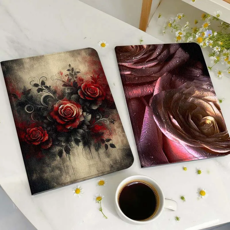 

Red Roses Vintage Art Gift Tablet Case For Huawei Honor MatePad MediaPad Air 5 6 7 11 V6 V7 V8 V9 X9 X8 T10 T10s C5e T5