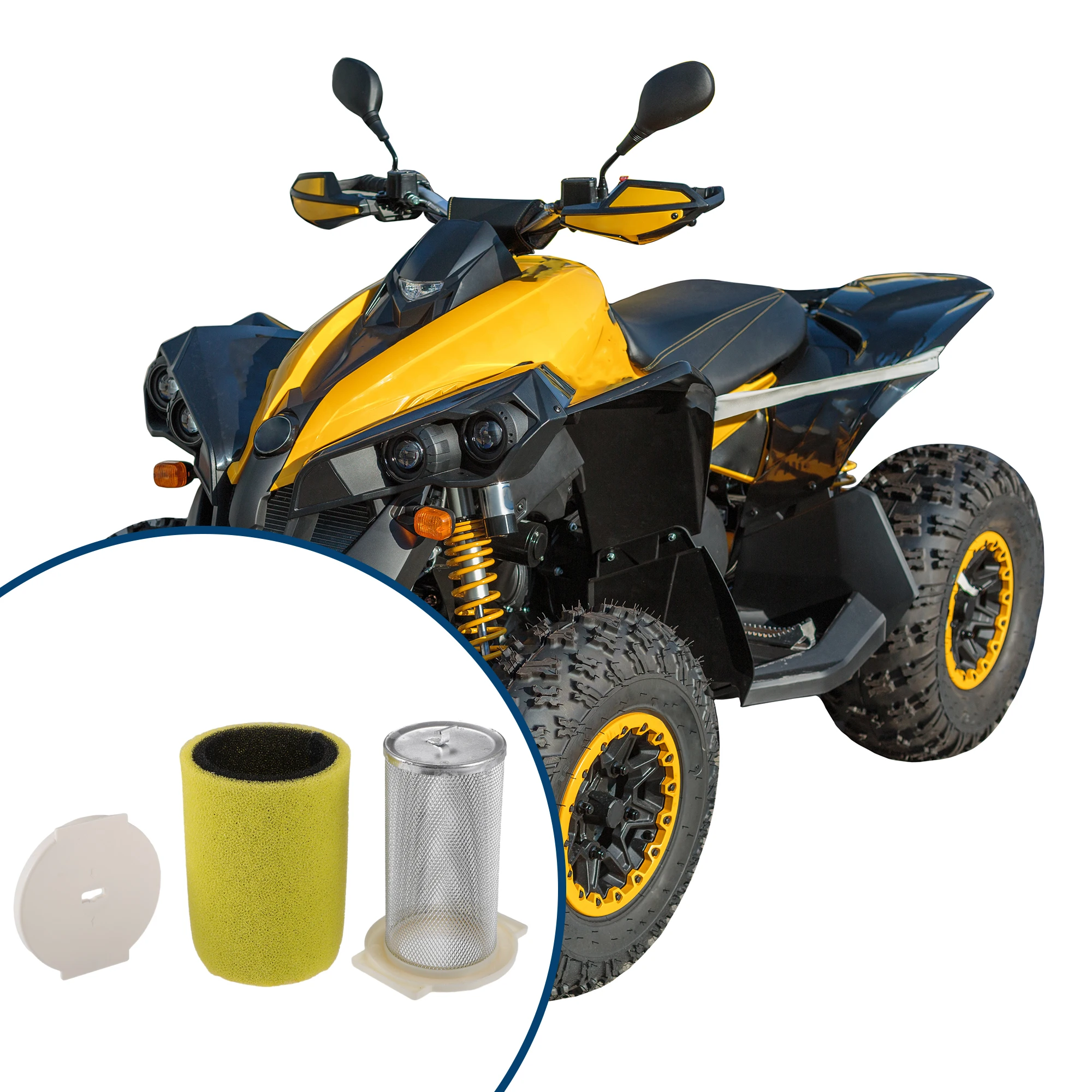 Motoforti Air Filter Guide End Cap for Yamaha Big Bear 350 1987-2000 / Inner / Durable Plastic / 1 Set Beige Yellow