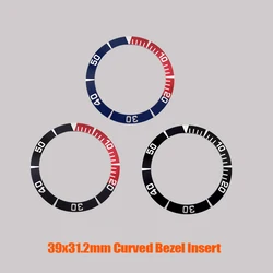 セイコー時計ケース用の湾曲したアルミニウムベゼル,nh35,nh36,39x31.2mmのスペアリング部品