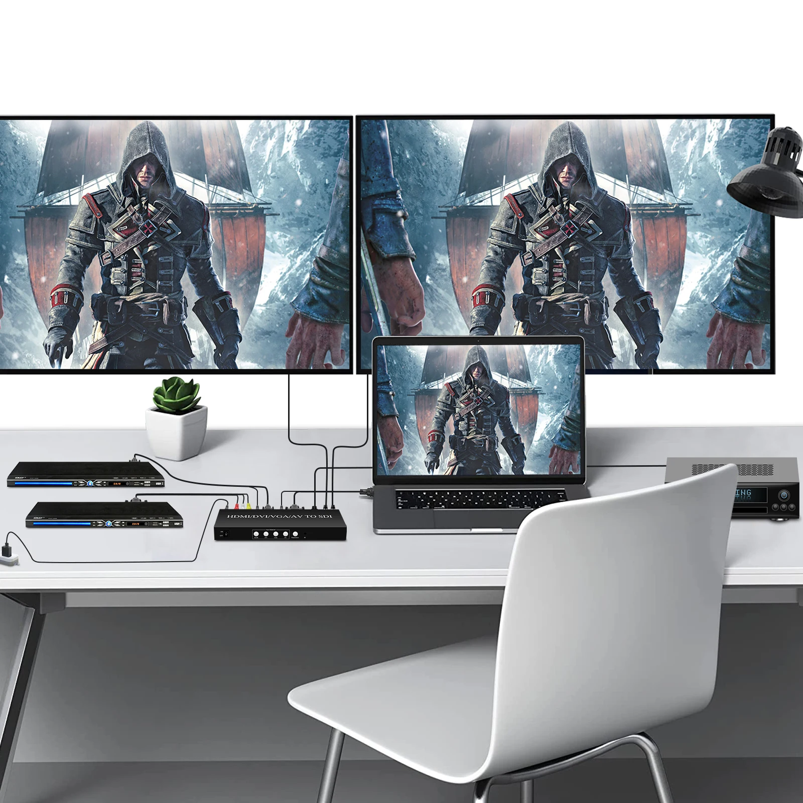 HDMI DVI VGA AV إلى SDI محول متعدد الوظائف ، يدعم NTSC PAL و SECAM ، جهاز تحكم عن بعد ، دقة تصل إلى 1080P60Hz