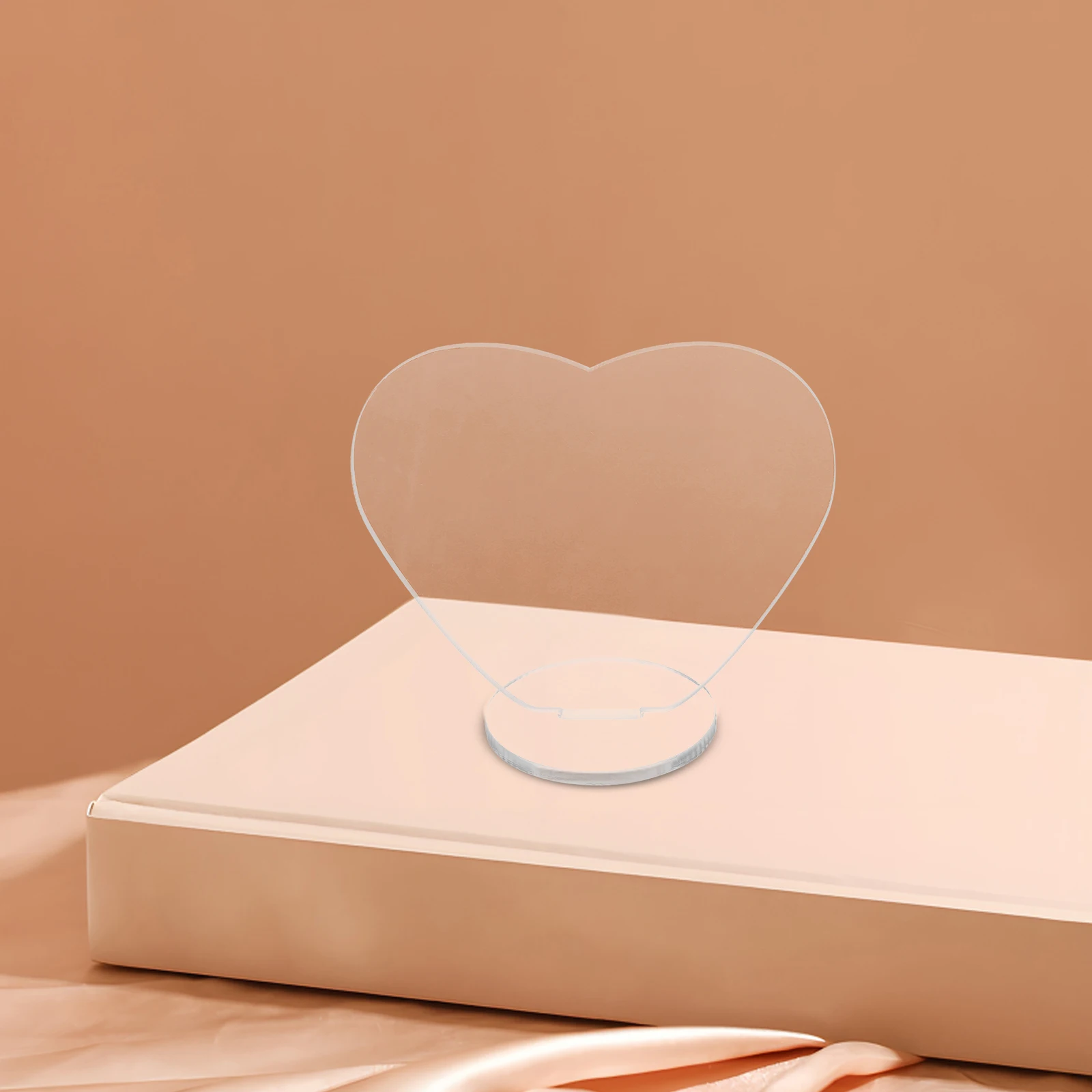 

5pcs Acrylic Heart Display Transparent Diy Card Holder Multi-Use Greeting Display Stand Clear Decorative Plate Stand For Home