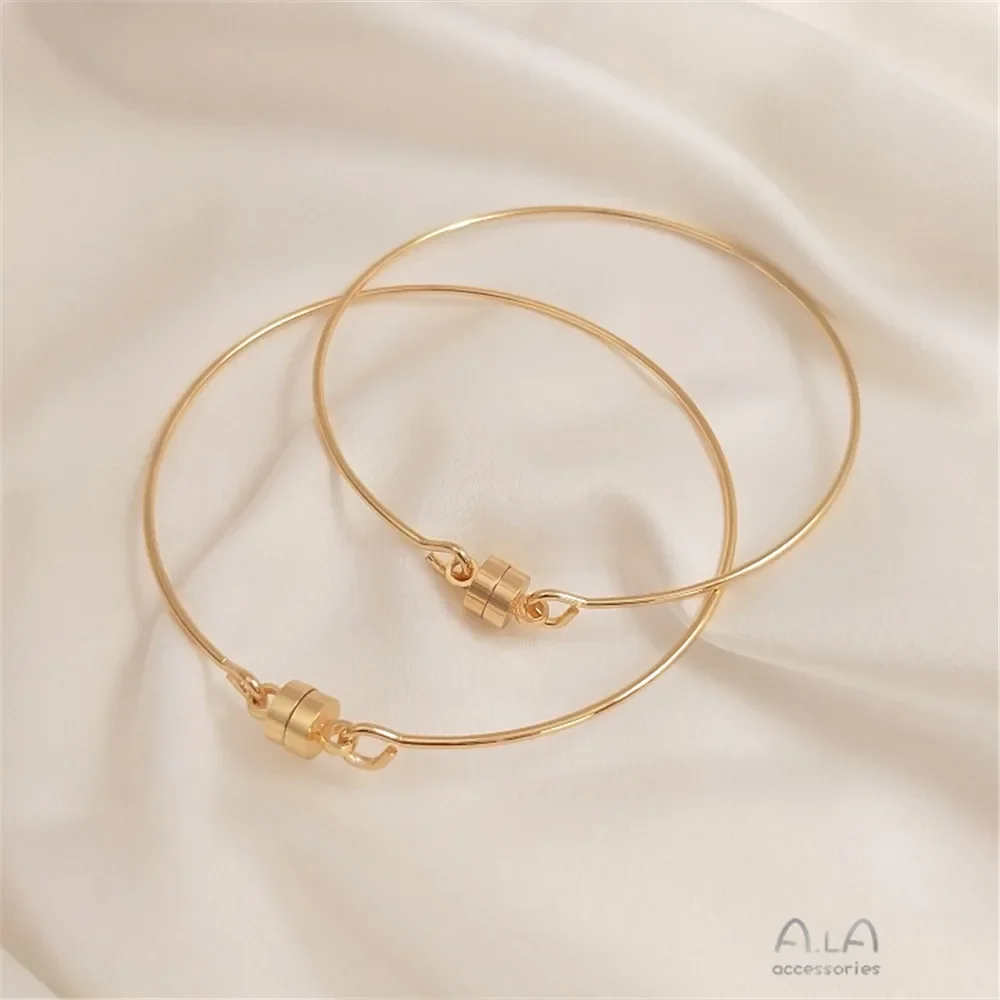 

Magnet clasp circular bracelet 14K Gold Color clasp bracelet simple fashion diy plated gold material