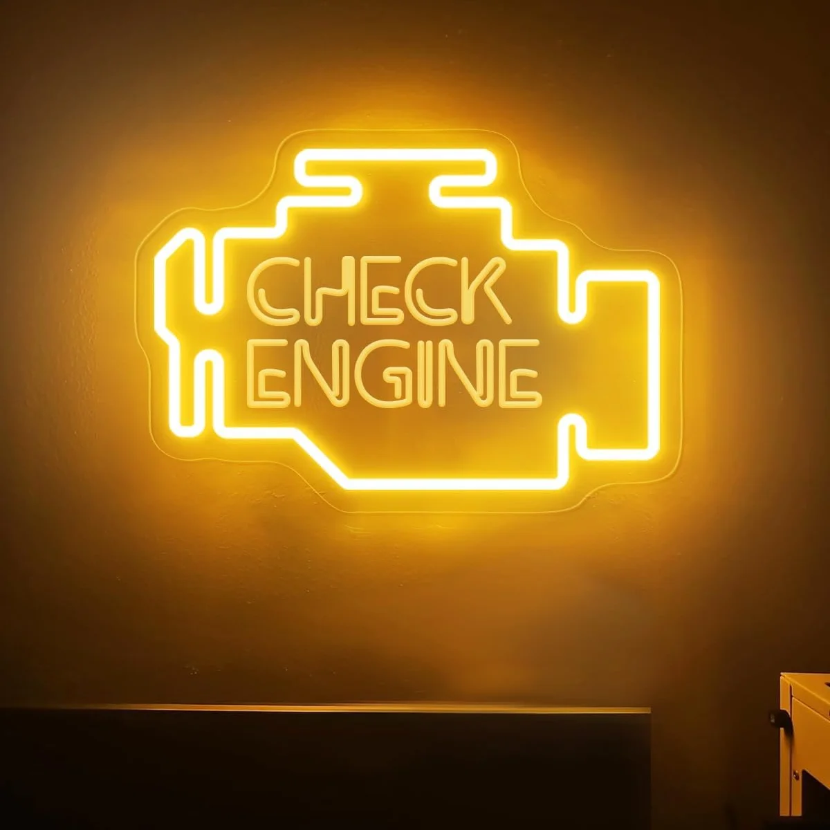 Check Engine Neon Sign Car LED Neon Light Wall Decor for Garage Man Cave Auto Repair Shop Gift for Boy USB Powered