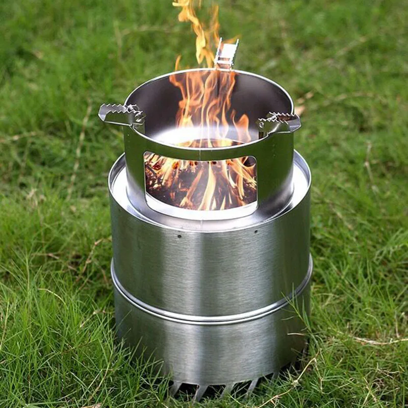 

Camping Stove Portable Wood Gas Burning Firewood Stove Food Heating Furnace Lightweight Folding Stainless Steel Outdoor Survival