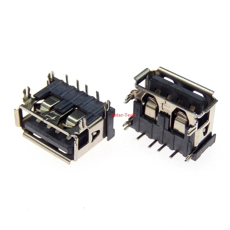 10Pcs Type A USB 2.0  female socket AF10.0mm  180 ° vertical focus 4pin With/without frame white Black in-line patch Horizontal