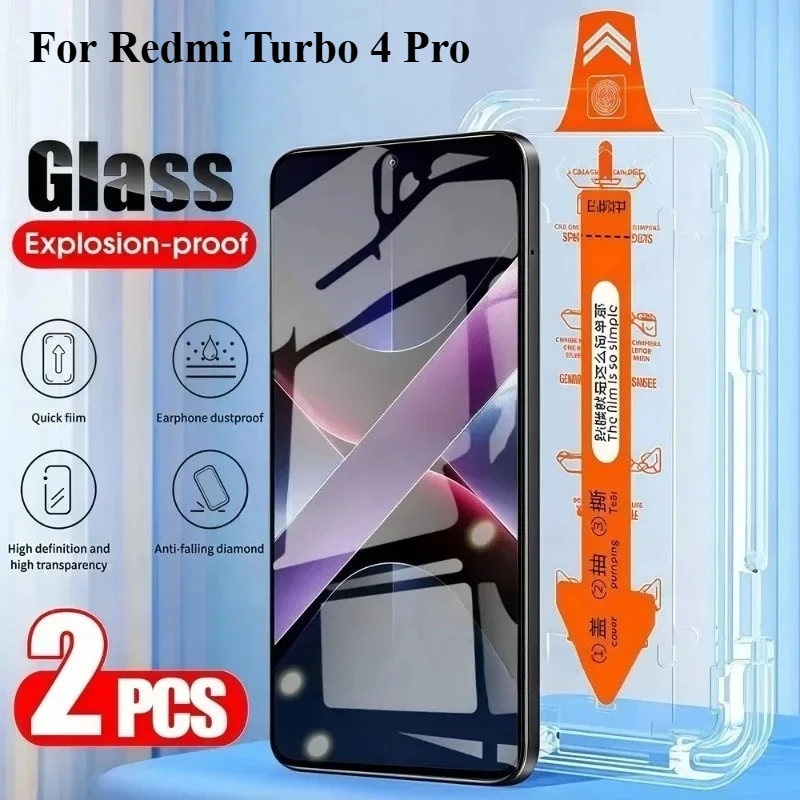 

2 шт. закаленное стекло без пыли для Xiaomi Redmi Turbo 4 Pro, простая установка, защитная пленка для экрана для Xiaomi Redmi Turbo4 Pro Glass