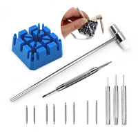 A43M 14Pcs Watch Repair and Removal Kit Band Link Remover Hammer Punch Pins Watch Strap Holder Strap Spring Lever Tool Kit