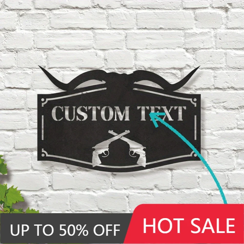 

Iron Art Decorative Painting Distinctive Custom Metal Western Cowboy Artwork Personalized Sign with Revolvers Stylish Power - Fr