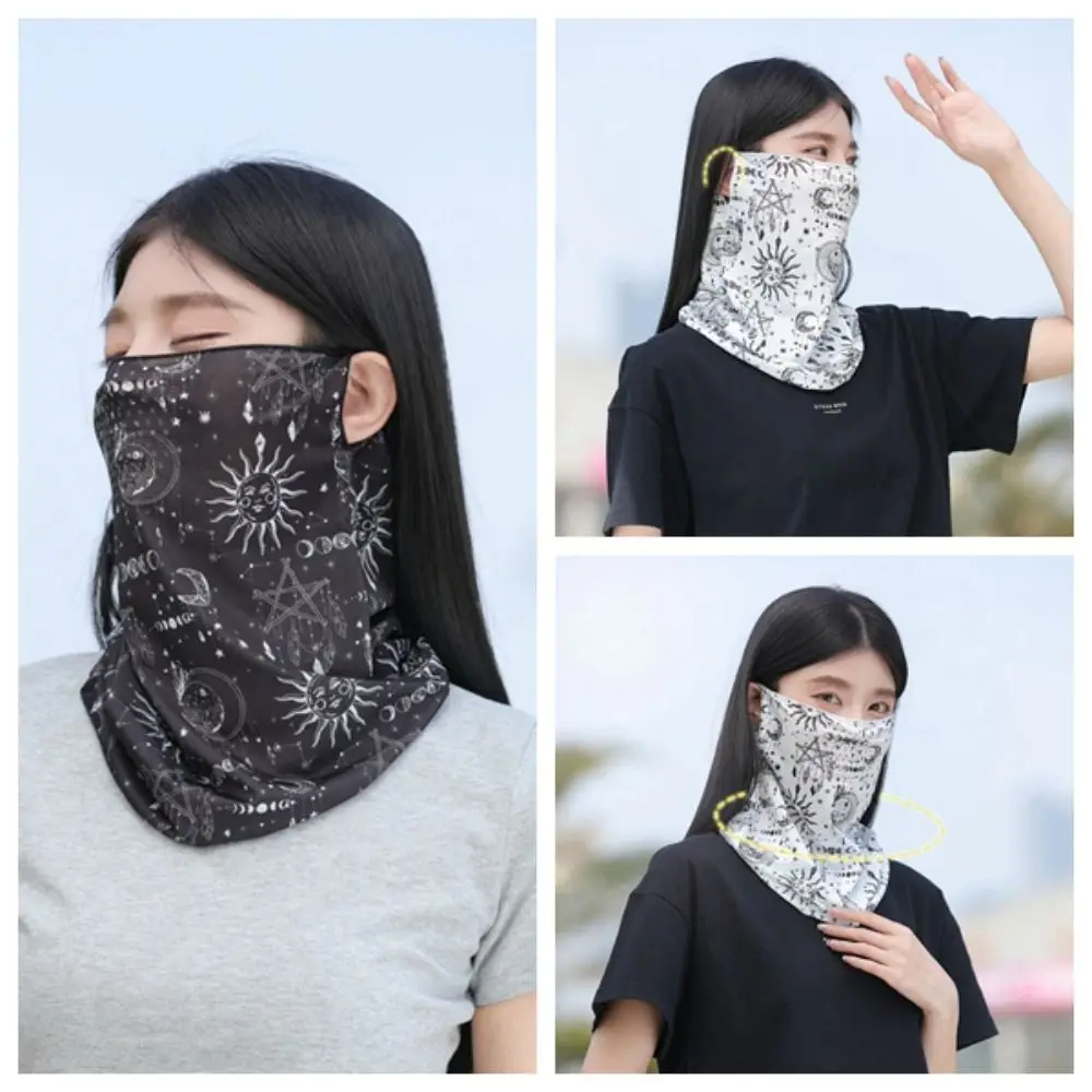 Sports Anti-UV Sunscreen Face Mask Thin Sleeves Breathable Half Face Cover Ice Silk Summer Mask Sleeves Set Women's