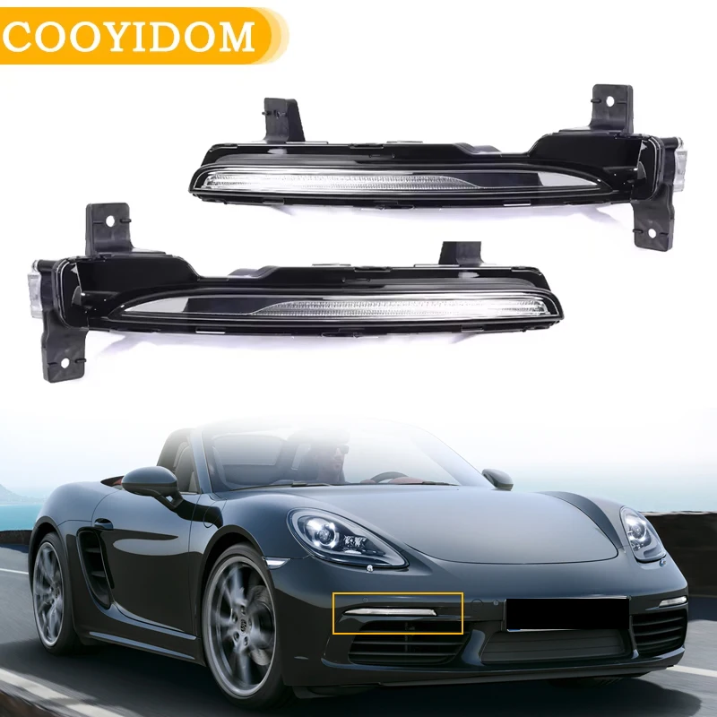 Car LED Fog Lights For Porsche 718 2017 2018 2019 2020 2021 2022 DRL Daylight Running Lamp Car Accessories 982953041B 982953042B