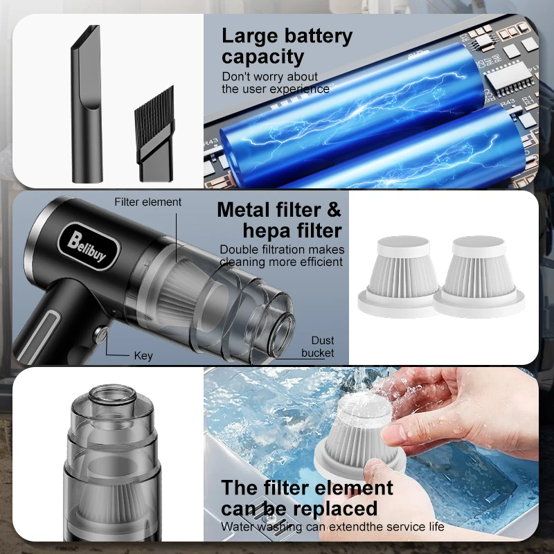 ABS Wireless vacuum cleaner appliance Portable powerful handheld vacuum cleaner, suitable for cleaning sofas carpets and debris