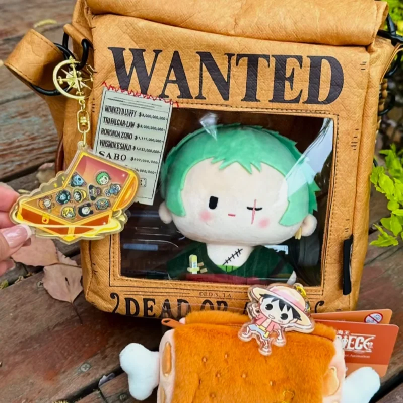 Genuine One Piece Wanted Poster Ita Bag Magnetic Buckle Kraft Paper Texture Multi-Function Storage Shoulder Bag Anime Backpack view 6