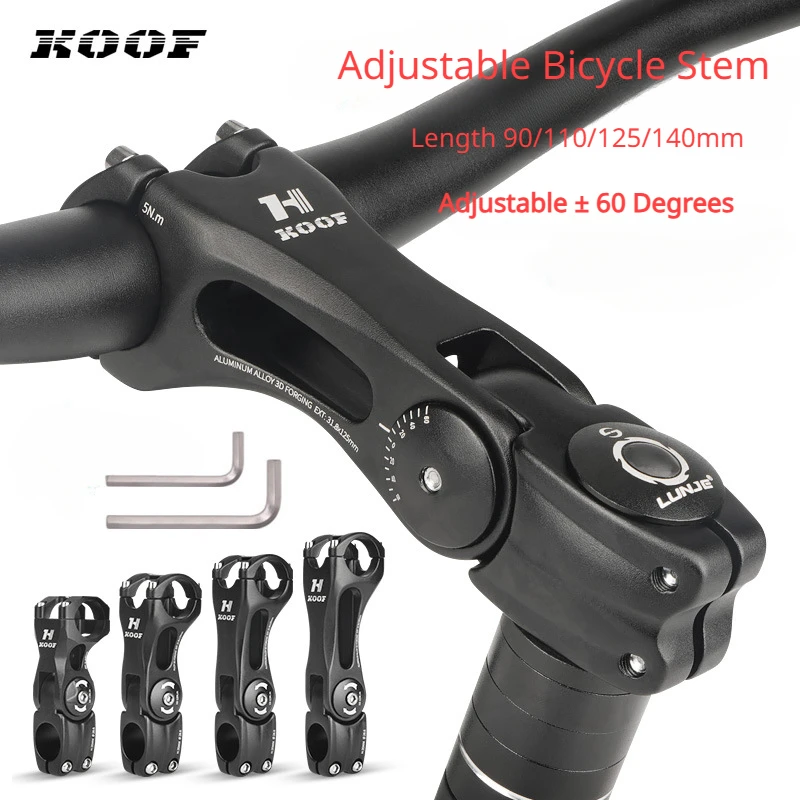 Adjustable MTB Bike Stem 31.8mm Bicycle Handlebar Stem Ultralight 3D Forged  ± 60 ° Aluminum Alloy Bike Stem Riser Parts