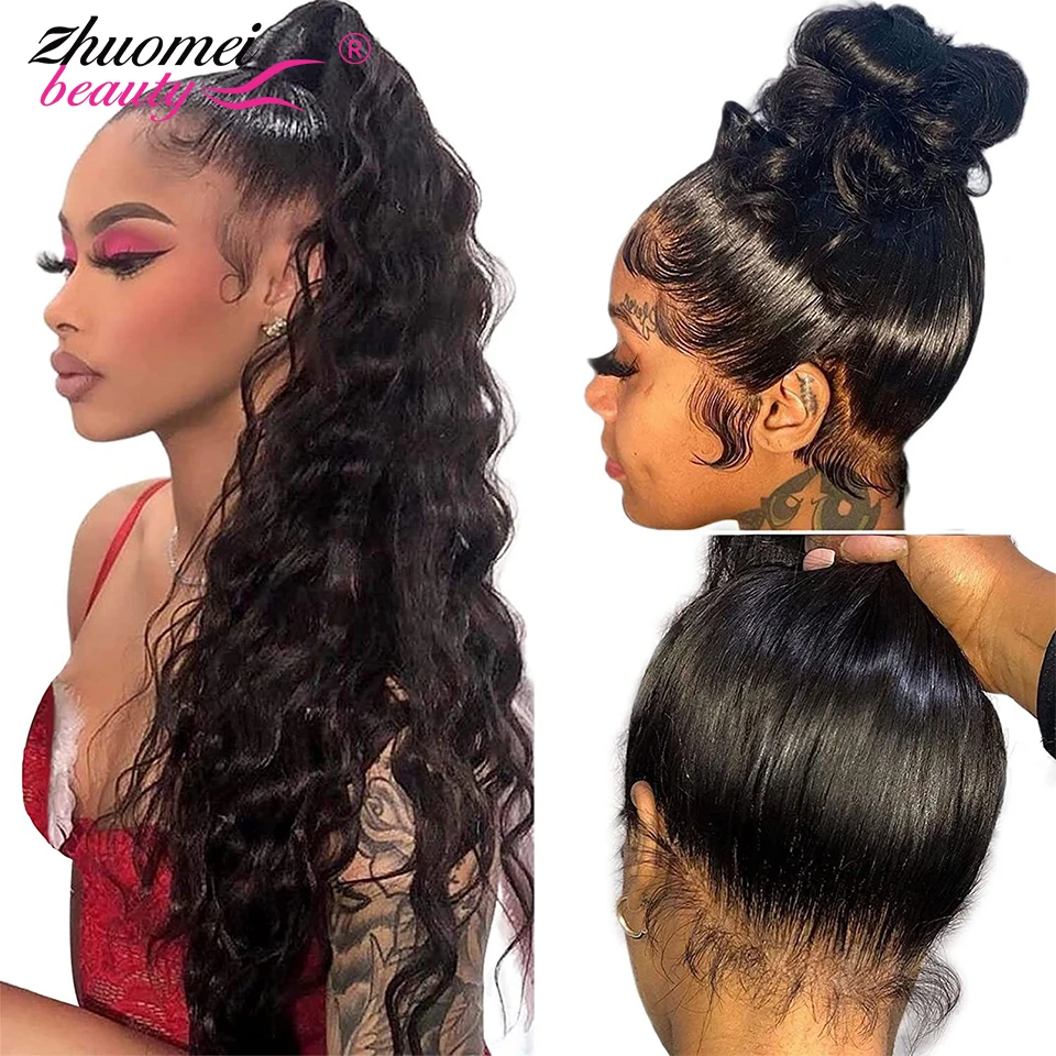 

360 Glueless Full Lace Human Hair Wigs For Women 13x4 HD Transparent Loose Deep Lace Front Wig 32 Inch Deep Curly Frontal Wig